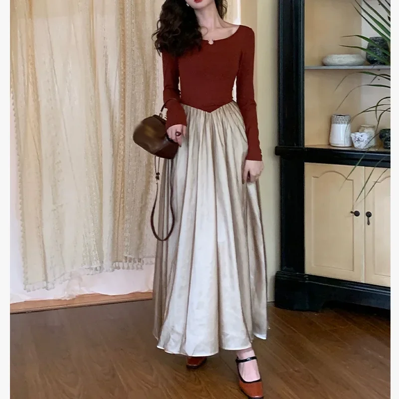 

Waltz, французское ретро-платье высокого класса, тонкое осеннее темпераментное нишевое модное подходящее цвету длинное ТРАПЕЦИЕВИДНОЕ ПЛАТЬЕ, 2023