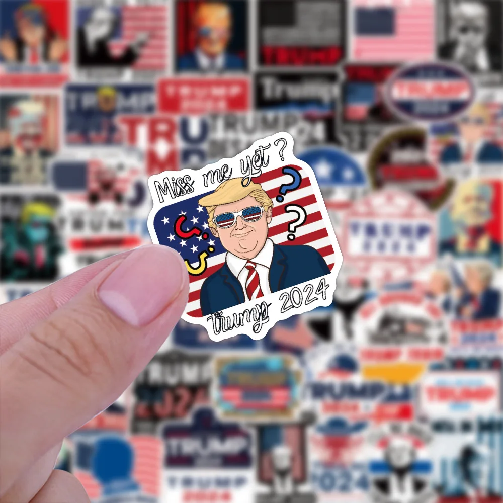 

50PCS US Election Trump Graffiti Stickers Trump 2024 Cartoon Sticker Guitar Suitcase Luggage Waterproof Stickers Wholesale
