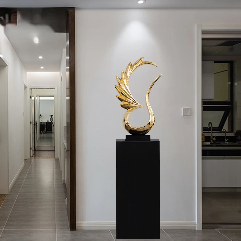 

Современная абстрактная скульптура для отеля, художественные золотые украшения с гальваническим покрытием, художественные украшения для гостиной, коридора, высококлассные поделки