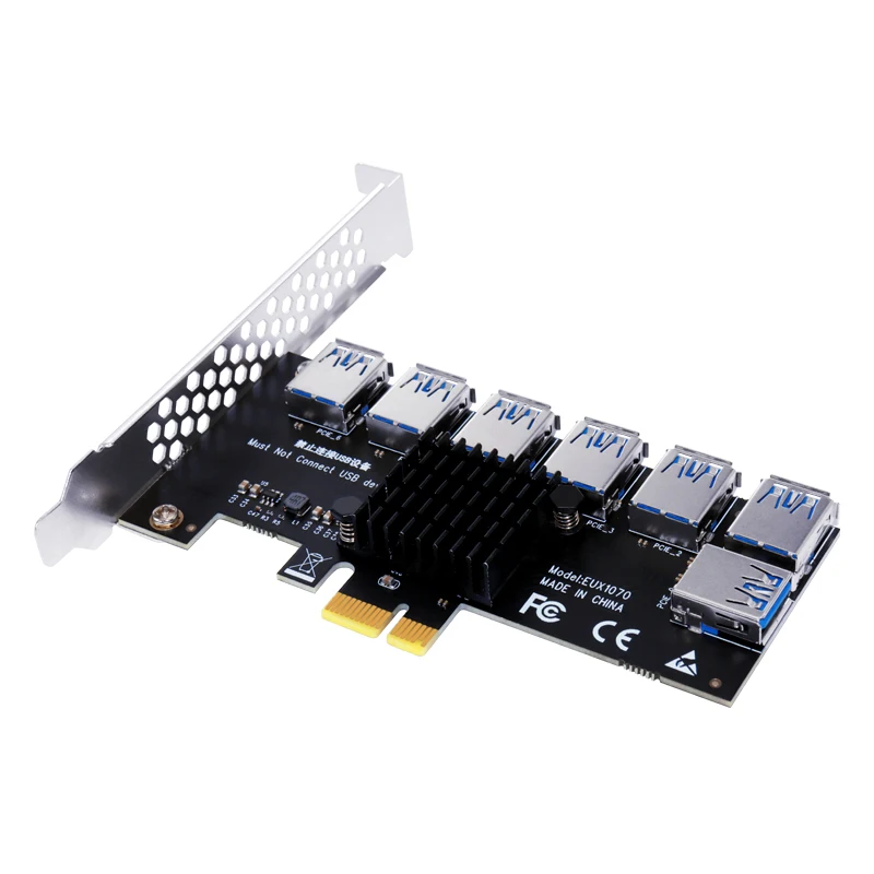

Gold PCI Express Multiplier Riser PCIE 1 to 7 PCI Express X16 USB Miner Adapter Extender PCI-e Riser For PC Graphics Card Mining