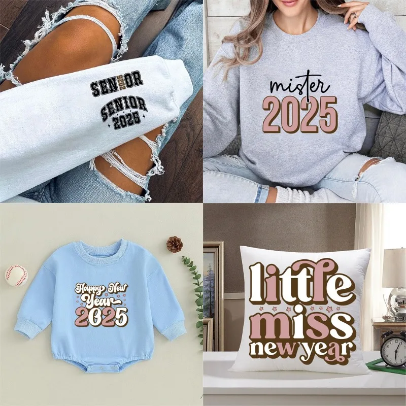 С Новым годом 2025 наклейки сделай сам рубашка нашивка для одежды рюкзак девочек