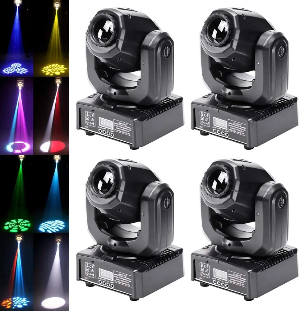 

HOLDLAMP 50W Moving Head Stage Lights, Portable LED 8 GOBO 8 Pattern Spotlight by DMX 512 Control 9/11 Channel (Set of 4)