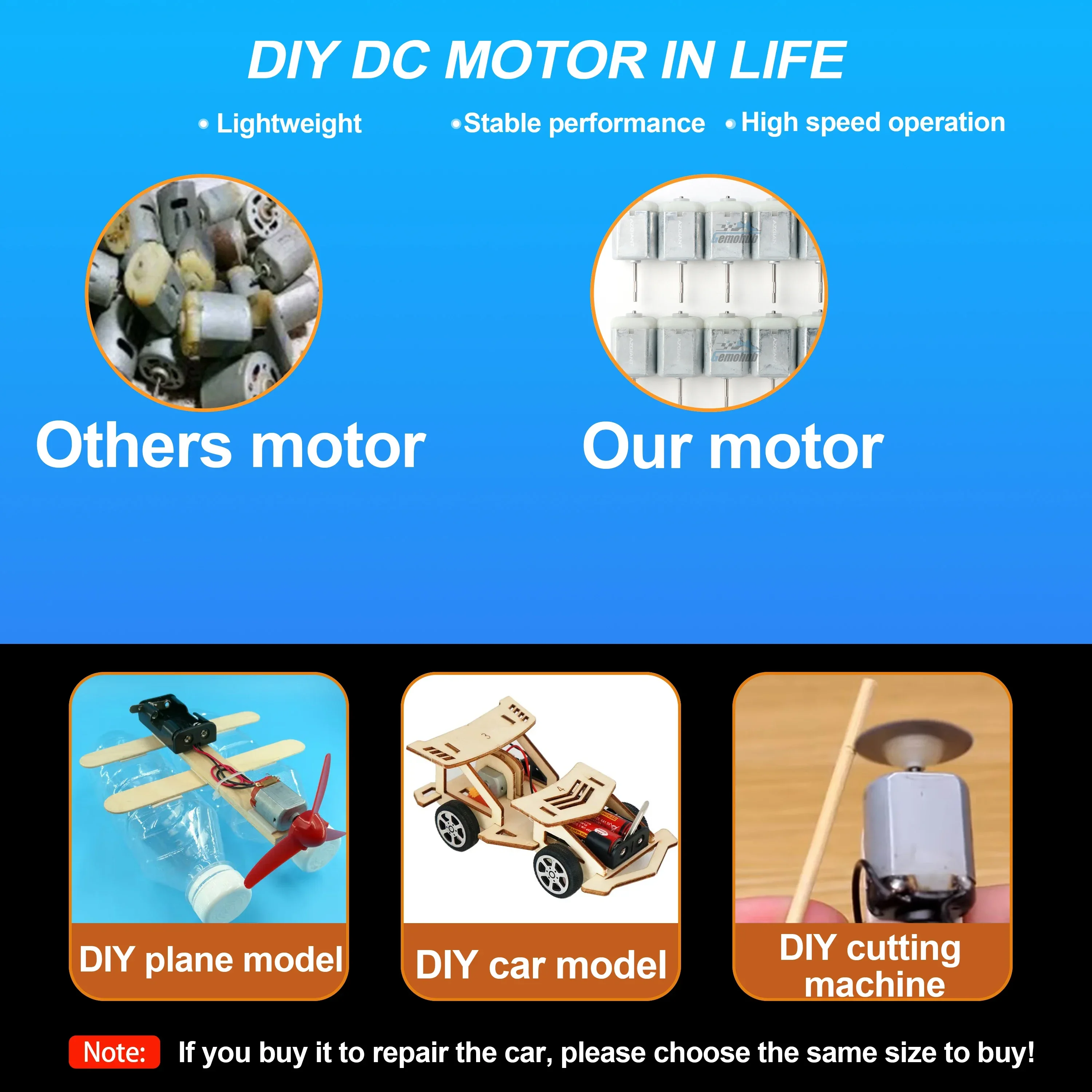 Gemohub Автомобильный Электрический дверной зеркальный двигатель постоянного тока