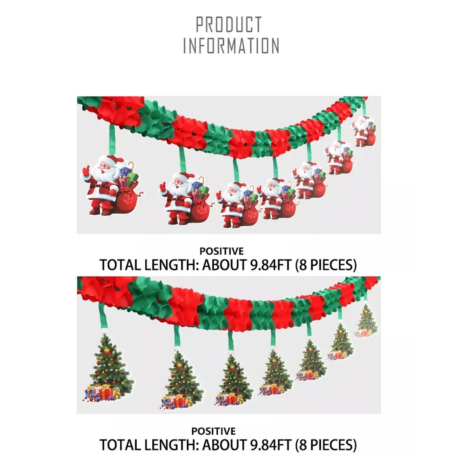 

3M Christmas Banners Paper Hanging Flags Home Santa Claus Snowman Deer Xmas Tree Bunting Garland Merry Christmas Decorations