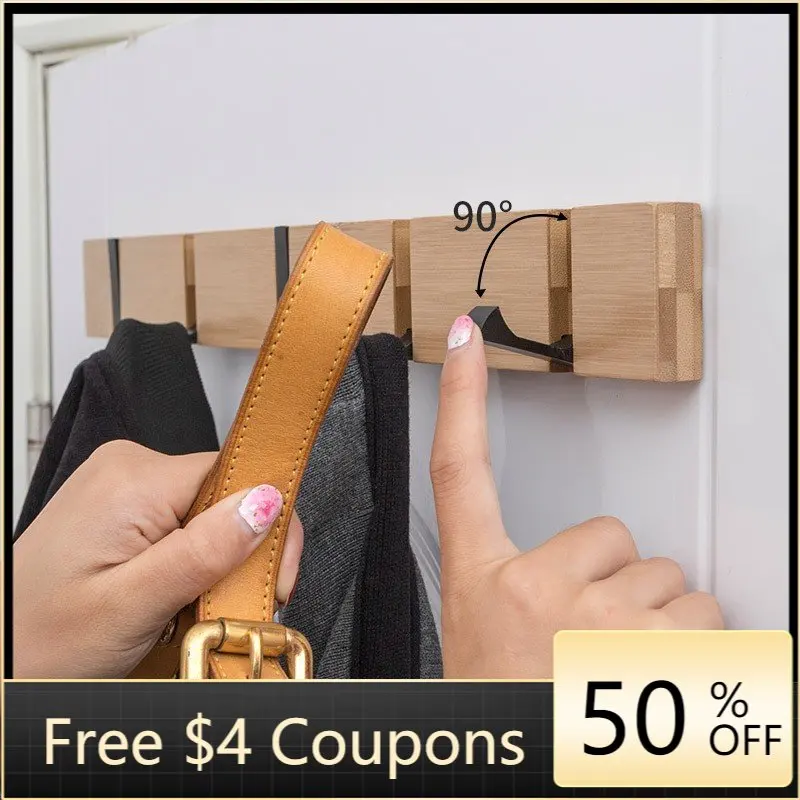 

Bedroom Invisible Clothes Hanger Wall Hanging Storage Rack Wooden Clothes Hook Row Hook Wall Hanging Bathroom Wall Hanging
