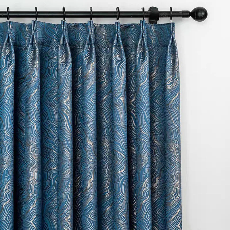 

Luxury French Style Silk Jacquard Curtain For Living Room Dining Room Geometric High-end Atmosphere Curtain Fabric For Bedroom#5