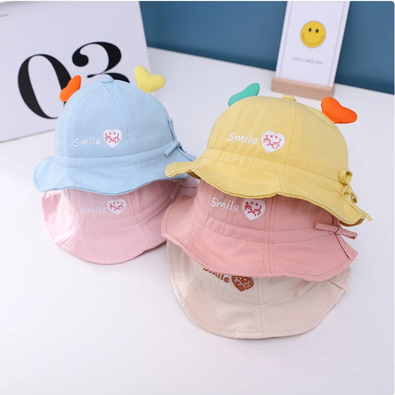 

Милая хлопковая детская Панама с надписью Love, круглая пляжная женская шляпа от солнца для детей 3-36 месяцев, сочетающаяся с одеждой, летняя детская Солнцезащитная шляпа для девочек