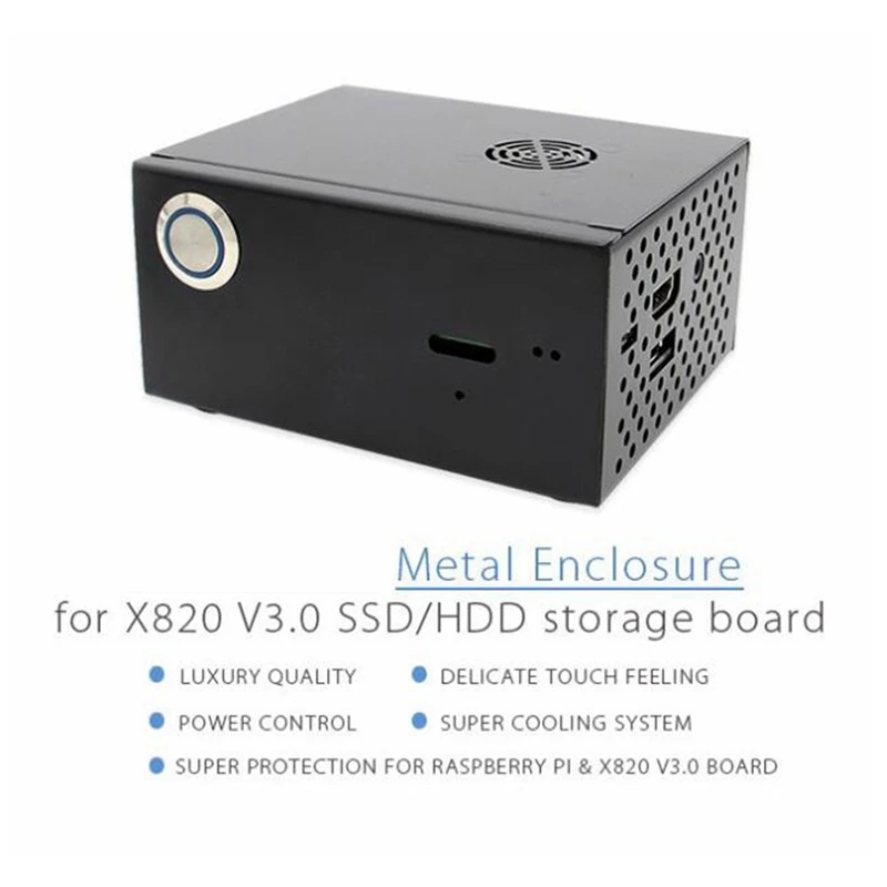 Для Raspberry Pi 3B +/3B металлический чехол + переключатель управления питанием Комплект