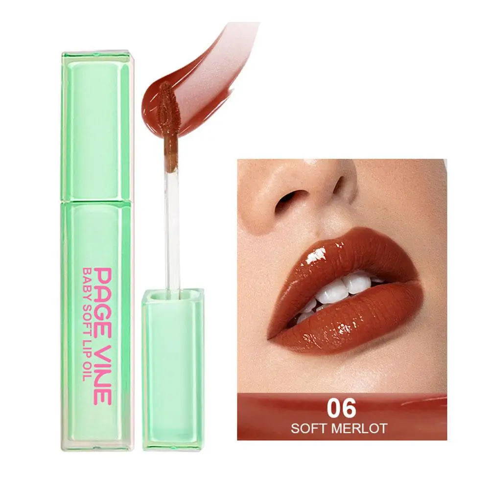 Page Vine Mint Green Square Tube Lip Glaze Зубчатая губа для легкого длинного 3 мл Стойкий цвет
