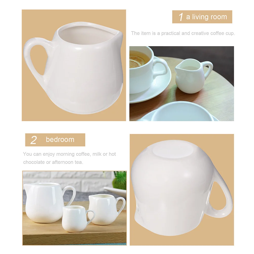 

4 Pcs Ceramic Creamer Jugs Sauce Storage Container Sauce Cups with Handle