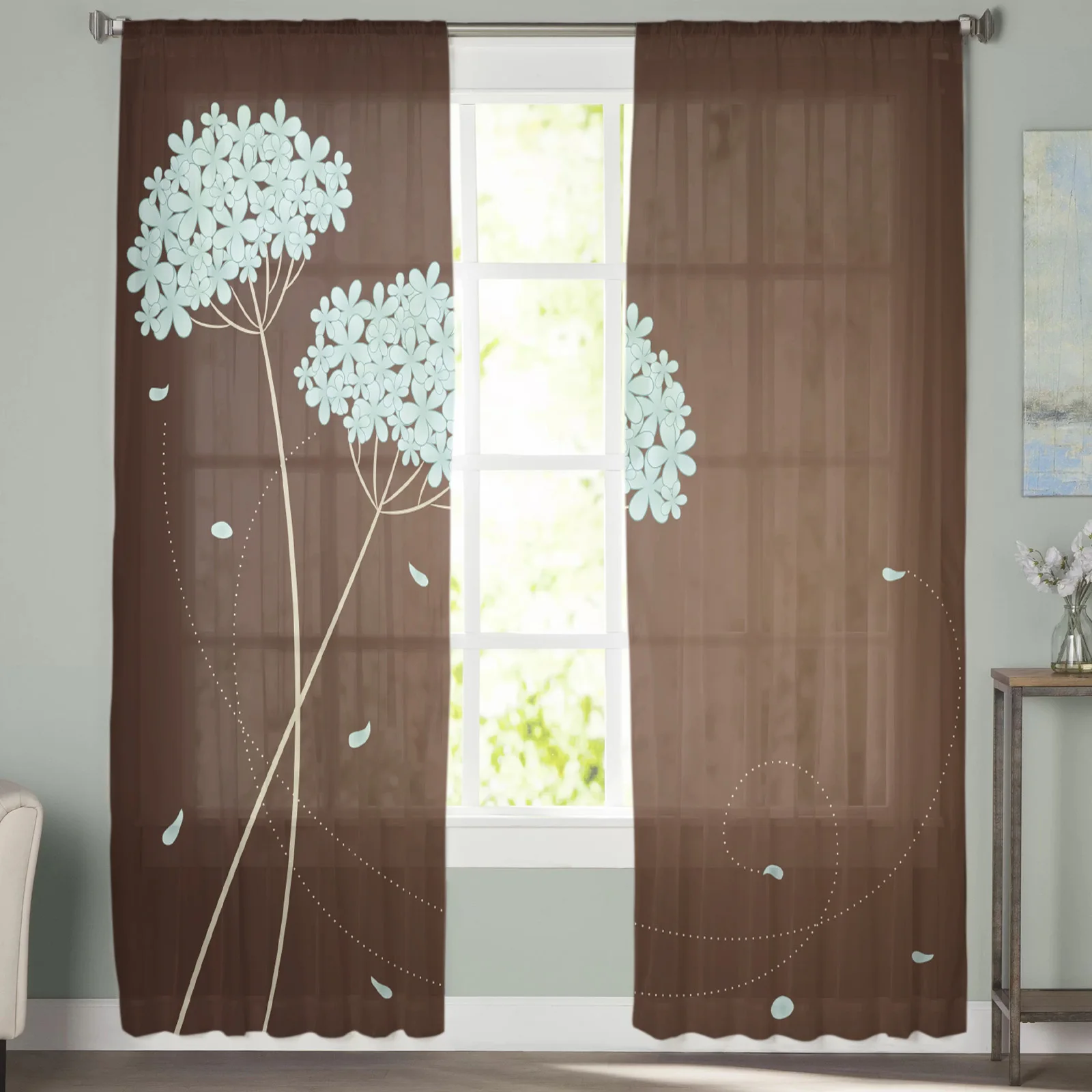 Голубые Одуванчики прозрачные Занавески для гостиной вуаль окна жалюзи спальни