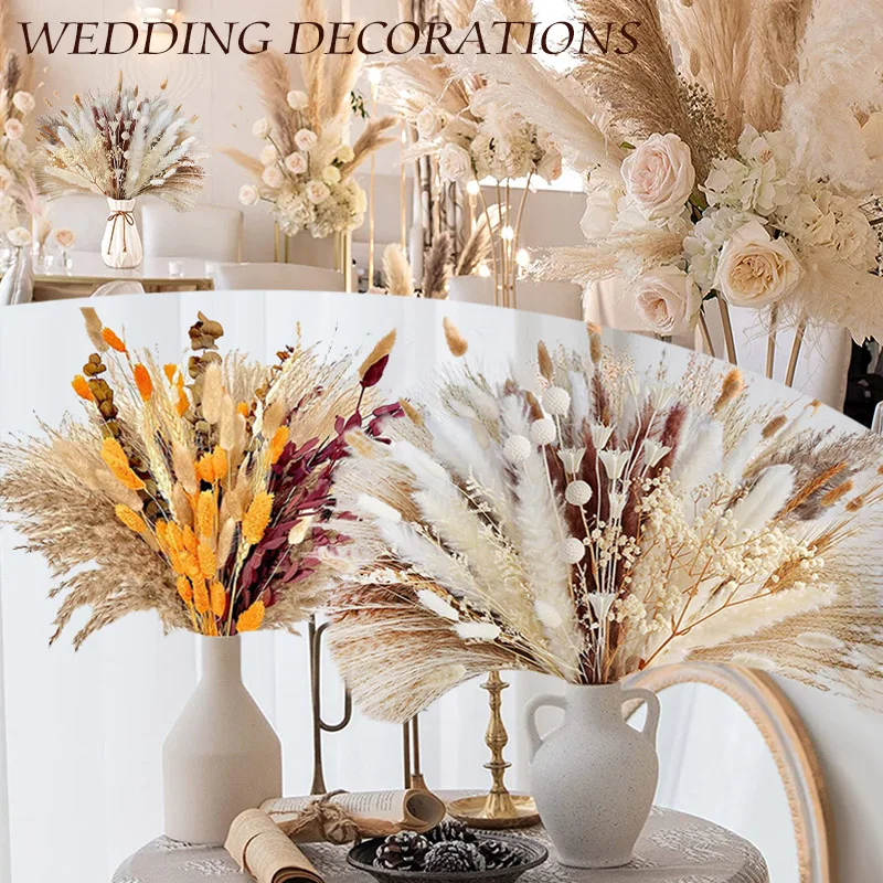 

Natural Dried Pampa Grass Bouquet Boho Home Decor Bouquet Phragmite Dried Flower Bouquet For Wedding Decoration Wheat Stalk Deco