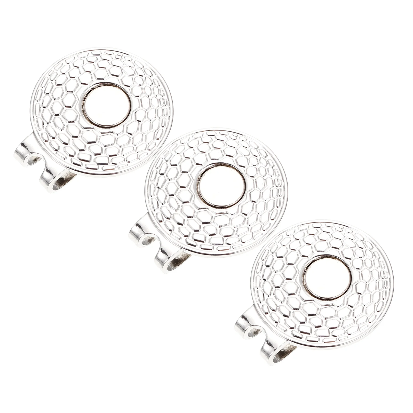 

3 Pcs Bling Accessories Golf Hat Clip Golfing Zinc Alloy Golfs Ball Marker Magnetic 2.5X3CM Training Aid Silver Men Women