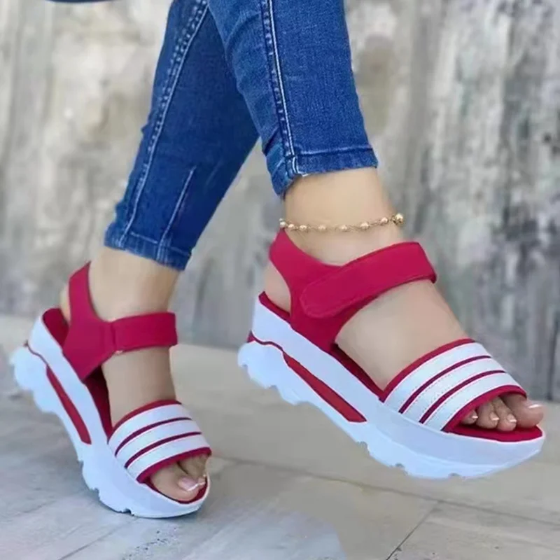 DOGHC Summer Slip on Women Wedges Sandals Platform High Heels Fashion Open Toe Ladies Casual Shoes Promotion Slides Slippers |