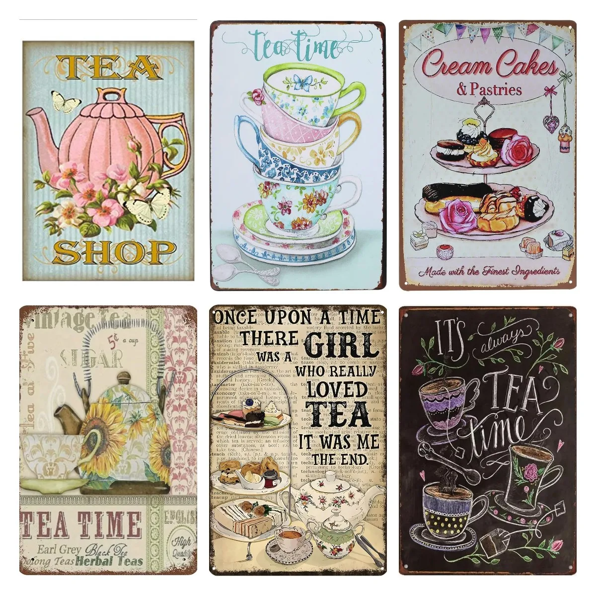 

Retro Style Tea Shop Metal Sign Door Sign Tea Rooms Sign Afternoon Tea Room Decoration Farmhouse Decor Retro Vintage Rectangle