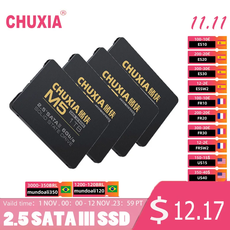 

SSD-накопитель CHUXIA 2,5 дюйма, 5 шт., 120 ГБ, 512 ТБ, 128 ГБ, 256 ГБ