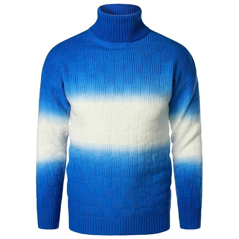 

Men's Knit Sweater Mixed Colour Turtleneck Warm Sweater Man Clothes Sweaters Knit Sweater Mens Clothing