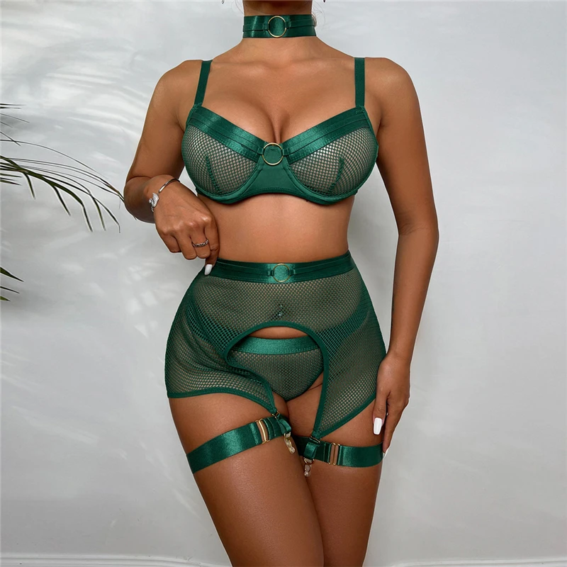 

Сексуальное женское нижнее белье AIIOU, горячее эротическое Сетчатое женское нижнее белье + стринги, интимные прозрачные костюмы, сексуальная одежда