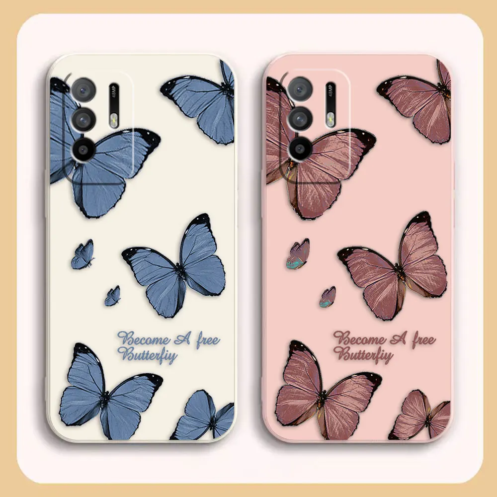

Beautiful Retro Butterfly Case For OPPO A52 A54 A55 A57 A72 A73 A74 A91 A93 A92S A93S A94 A95 A96 A97 5G Colour Case Funda Shell