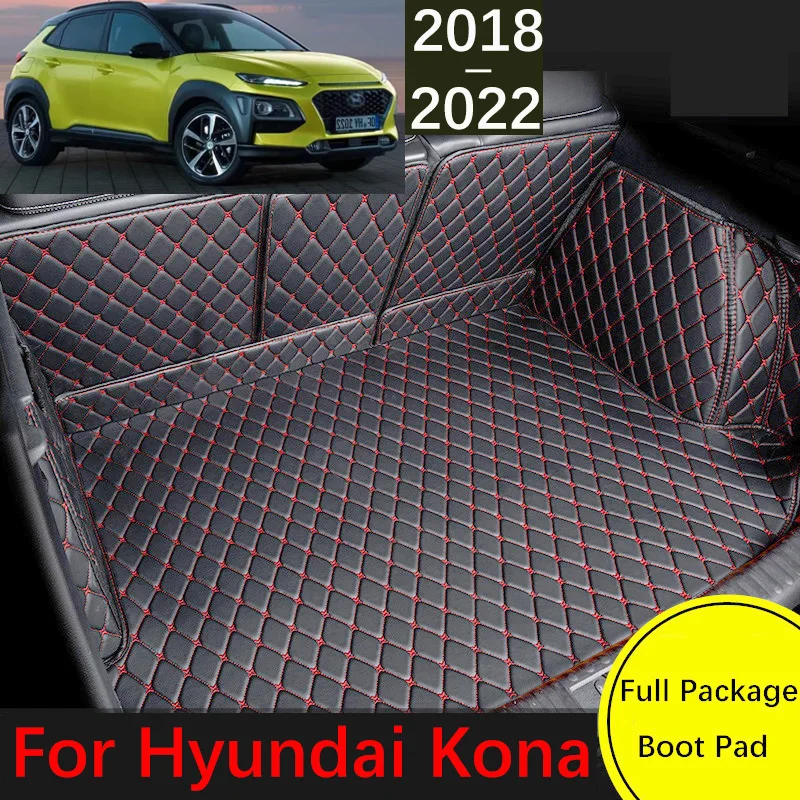 

Custom Leather Car Trunk Mat For Hyundai Kona Kauai OS 2018~2022 Waterproof Cargo Liner Carpet Interior Parts Accessories Cover