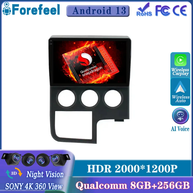 Android 13 Qualcomm для Toyota Hiace RHD 2019 + автомобильное радио, мультимедийный видеоплеер, навигация GPS No 2din CPU, шиномонтажная система