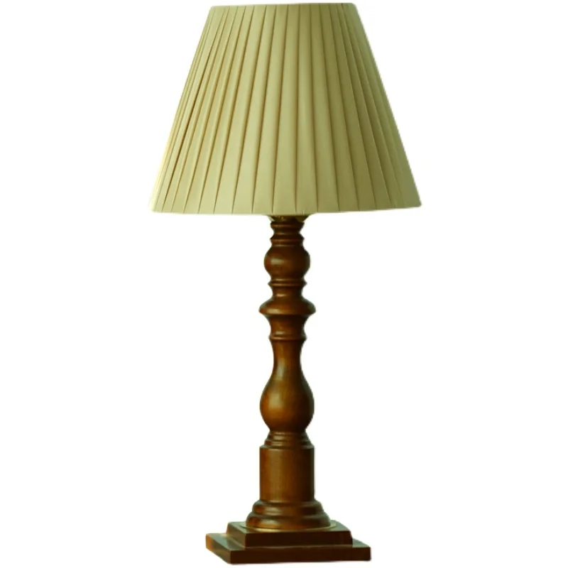 

Pastoral Table Lamps Lamp French Retro Led Desk Solid Wood Bedroom Study Bedside Night Light Lights Decorative Luminaires Nordic
