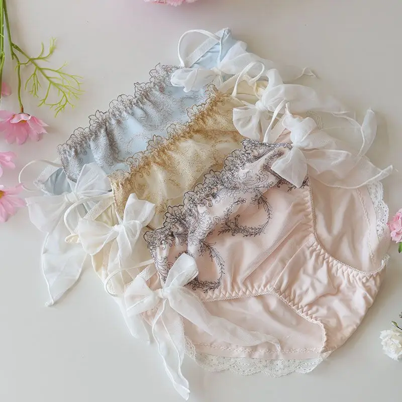 Нижнее белье женские шелковые брюки со средней талией хлопковые трусы с