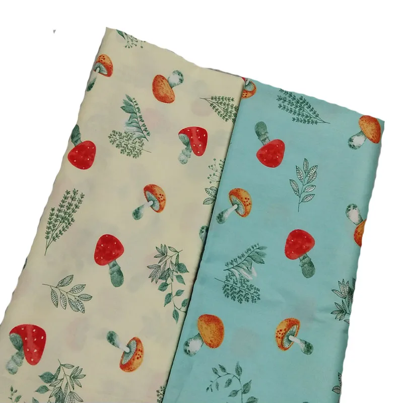 Свежий желтый синий гриб напечатанный 100% хлопок ткань 50x160 см Ткань пэчворк детская одежда платье стеганое домашний декор