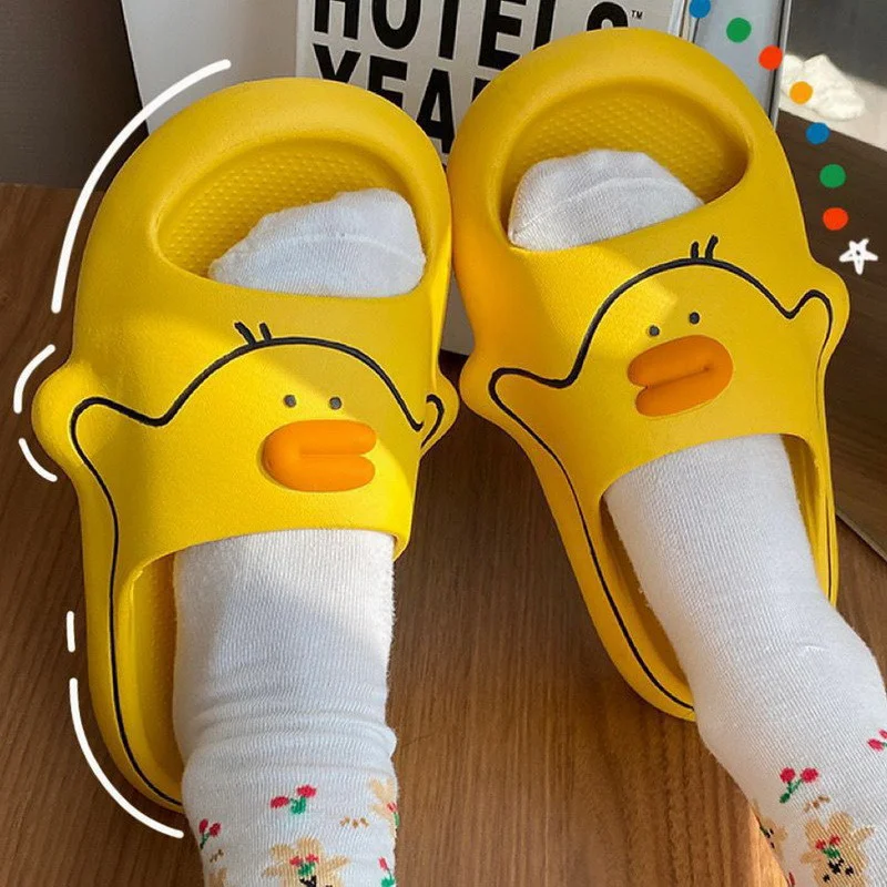 

Summer Home Women Men's Slippers Indoor Girls Boy Thick Non-Slip Soft Couple Cartoon Flip Flops Duck Beach Sandals Men Slippers