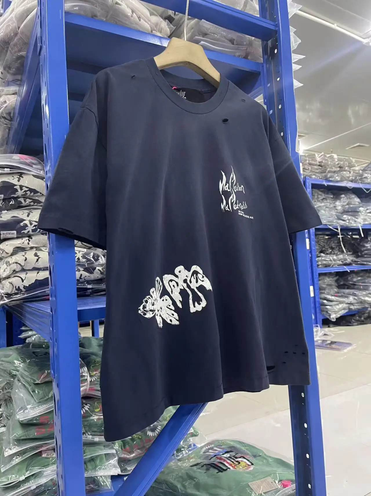 Фото FW26 Paly Hollywoo «PANIQVE ANEEDIE PRK» с принтом, потертые старые потертые винтажные хлопковые футболки с короткими рукавами для мужчин №4