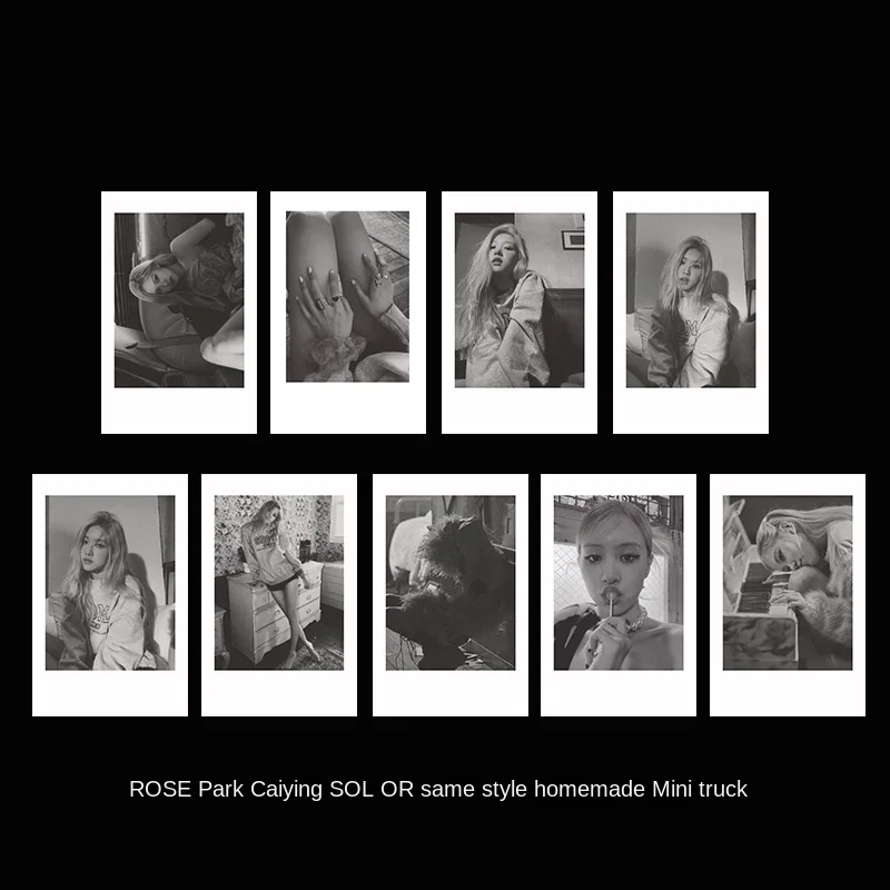 

9PCS/Set Kpop Girl Group Bpink Star ROSE Park Choi Young ON THE GROUND R Special Homemade Small Card Polaroid White Case Card