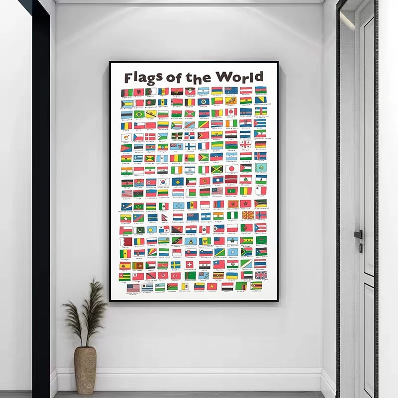 

Постер с изображением мирового флага, Художественная печать, образовательная Картина на холсте для детского сада, Настенная картина для го...