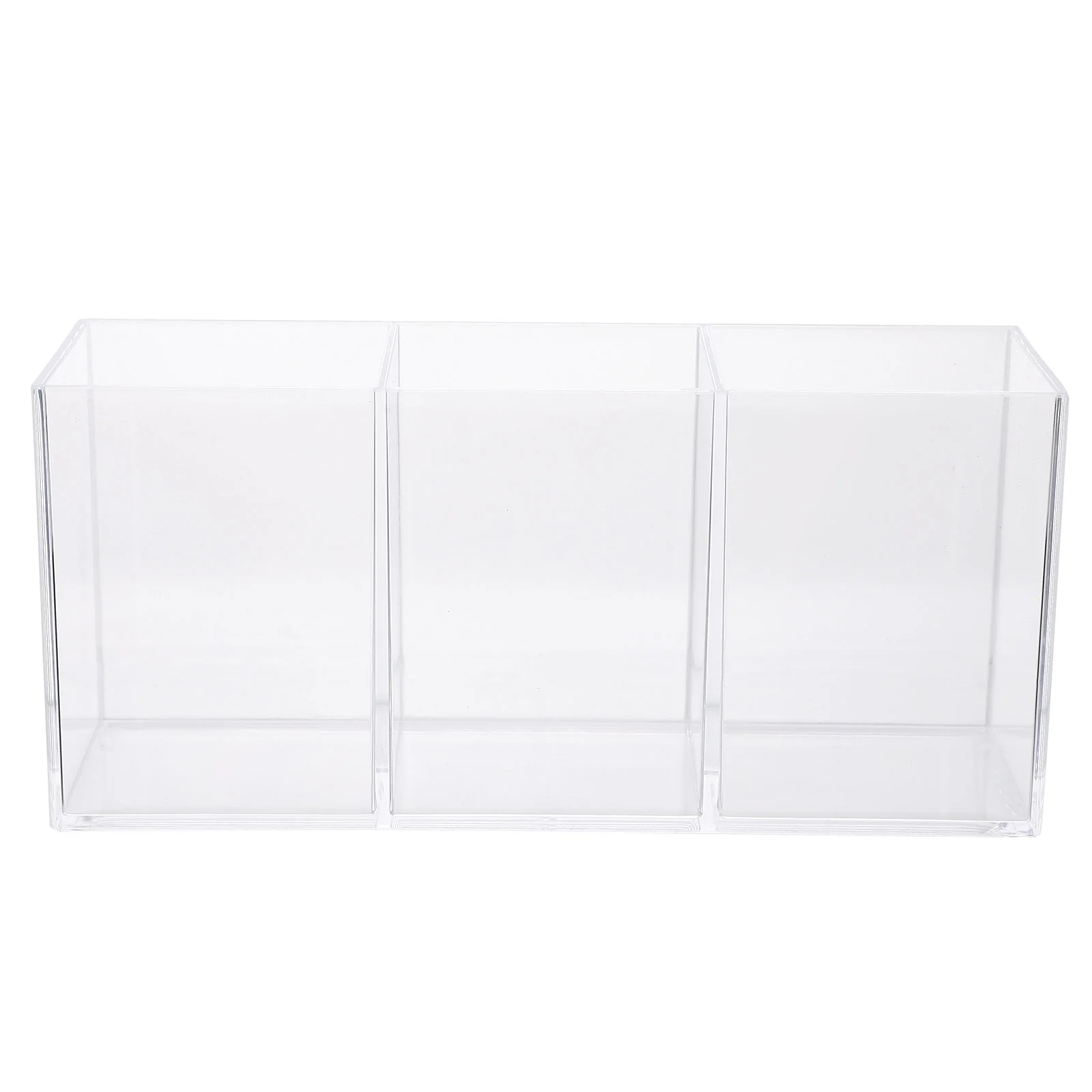 

Brush Holder Organizer Desktop Stationery Vanitycup Pen Makeup Acrylicdesk Compartment Square Storagecontainer Swab Box Canister