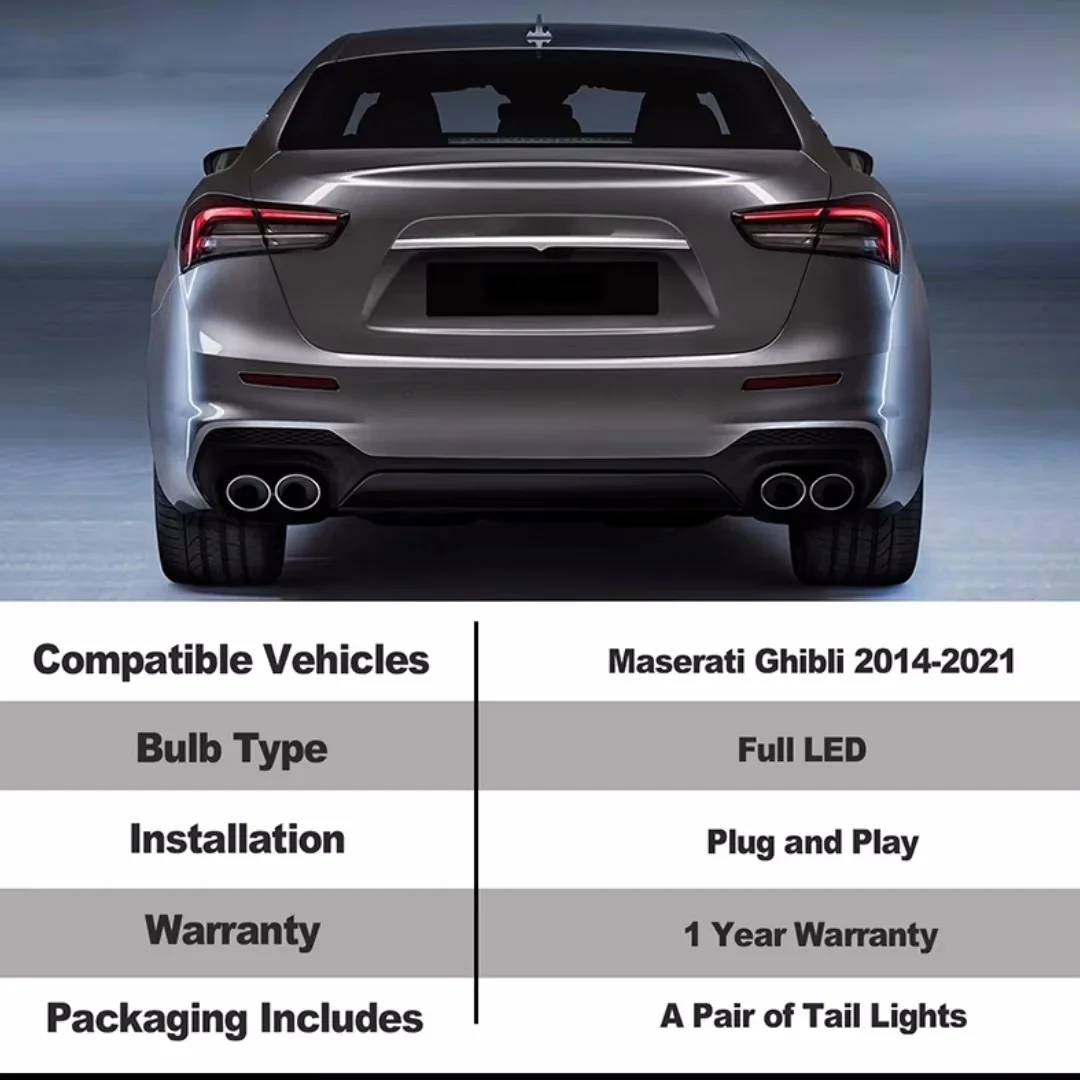 Светодиодный задний фонарь для Maserati Ghibli 2014-2022 обновленный в сборе DRL указатель