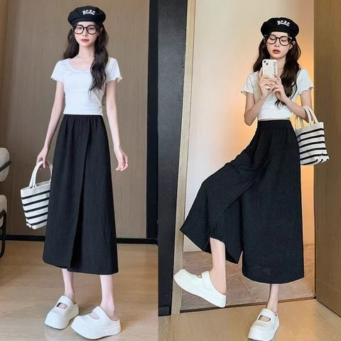 Женские брюки, свободные мешковатые наряды, винтажные Harajuku, Y2k, уличная одежда, брюки, хлопковые удобные эластичные женские брюки, юбка