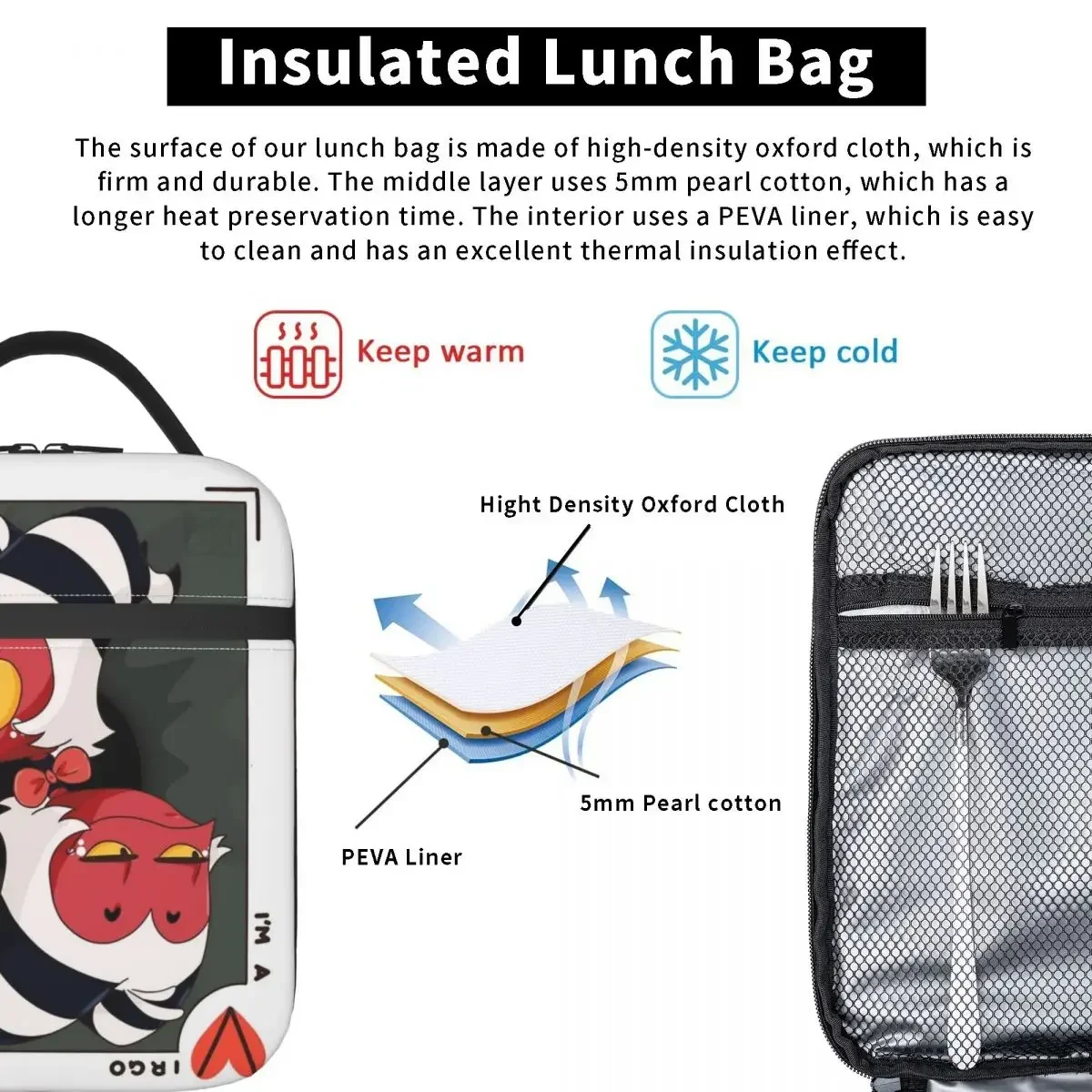 Изолированная сумка для ланча I'm A Virgo Moxxie Helluva-Boss школьная хранения еды