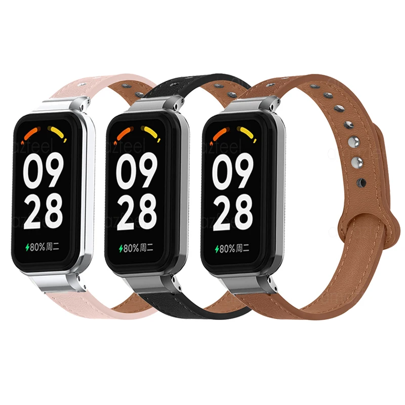 

Case Protector Bracelets For Redmi Smart Band Pro Smart Watch Leather Strap For Xiaomi Redmi Band 2 Metal Protective Cover Shell