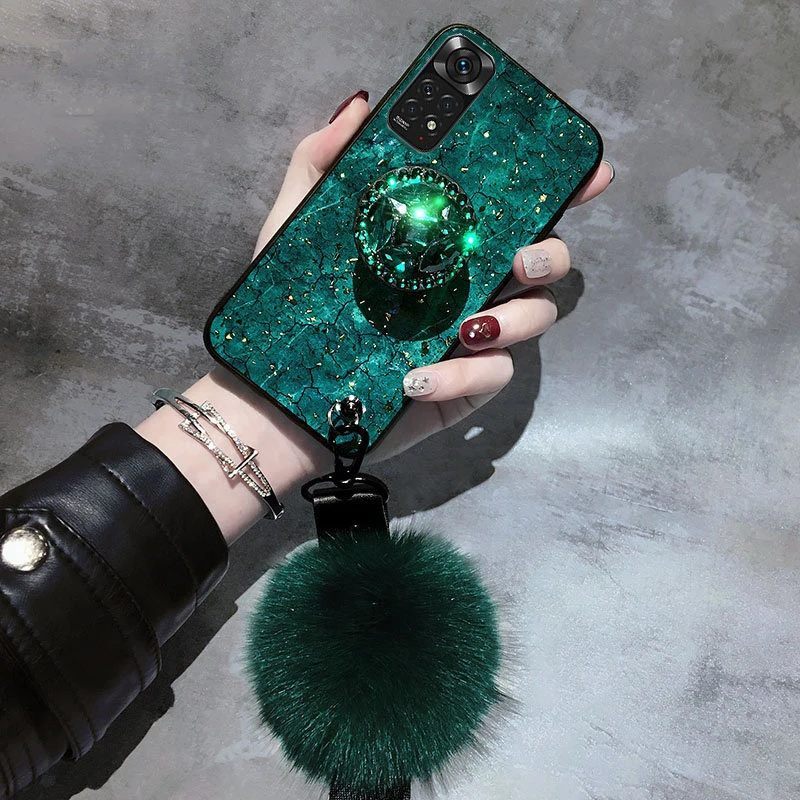 Glitter Diamond Lanyard Bracket Case For Xiaomi Redmi Note 12 11 Pro 11S 10A 10S 10C 9 9A 9C 9S 9T 8 POCO X3 M4 Pro phone Cover