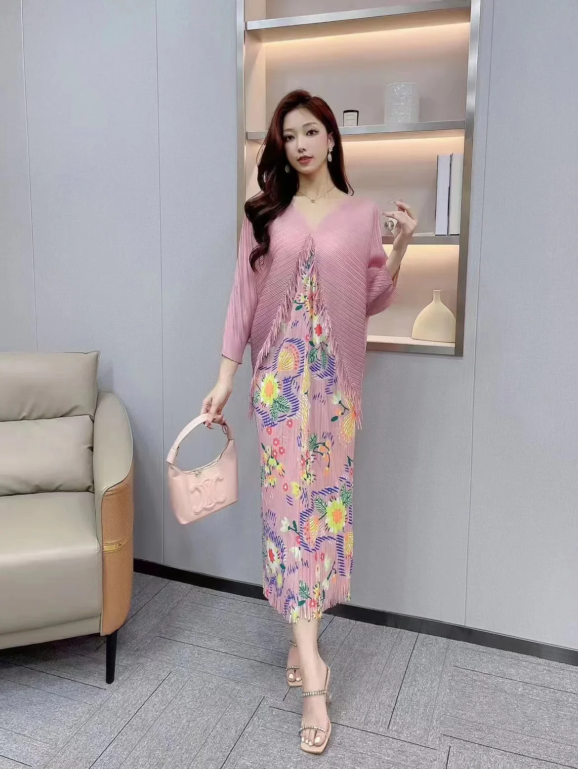 EGRM дизайнерское Плиссированное Платье макси с бахромой 2024 летние новые платья