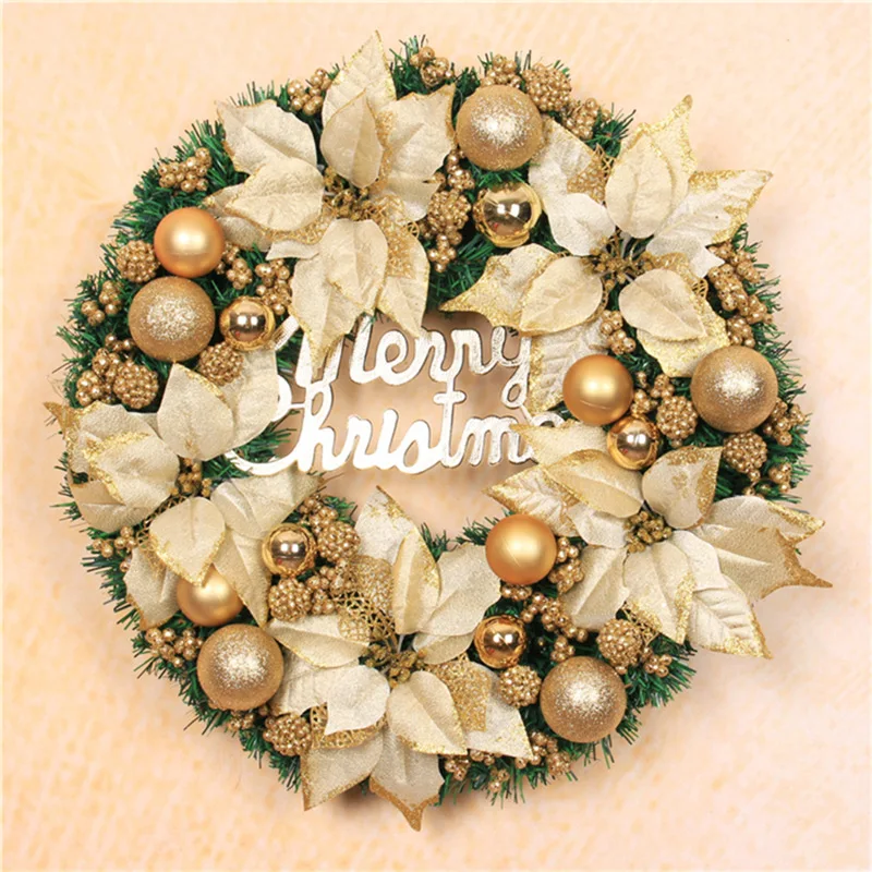 

30cm Christmas Wreath Christmas Decorative Artificial Garland New Year Home Door Hanging Rattan Wreath Hotel Mall Window Layout