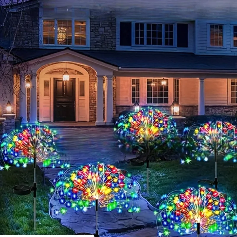 Светодиодный солнечные фейерверки наземные огни для украшения двора сада