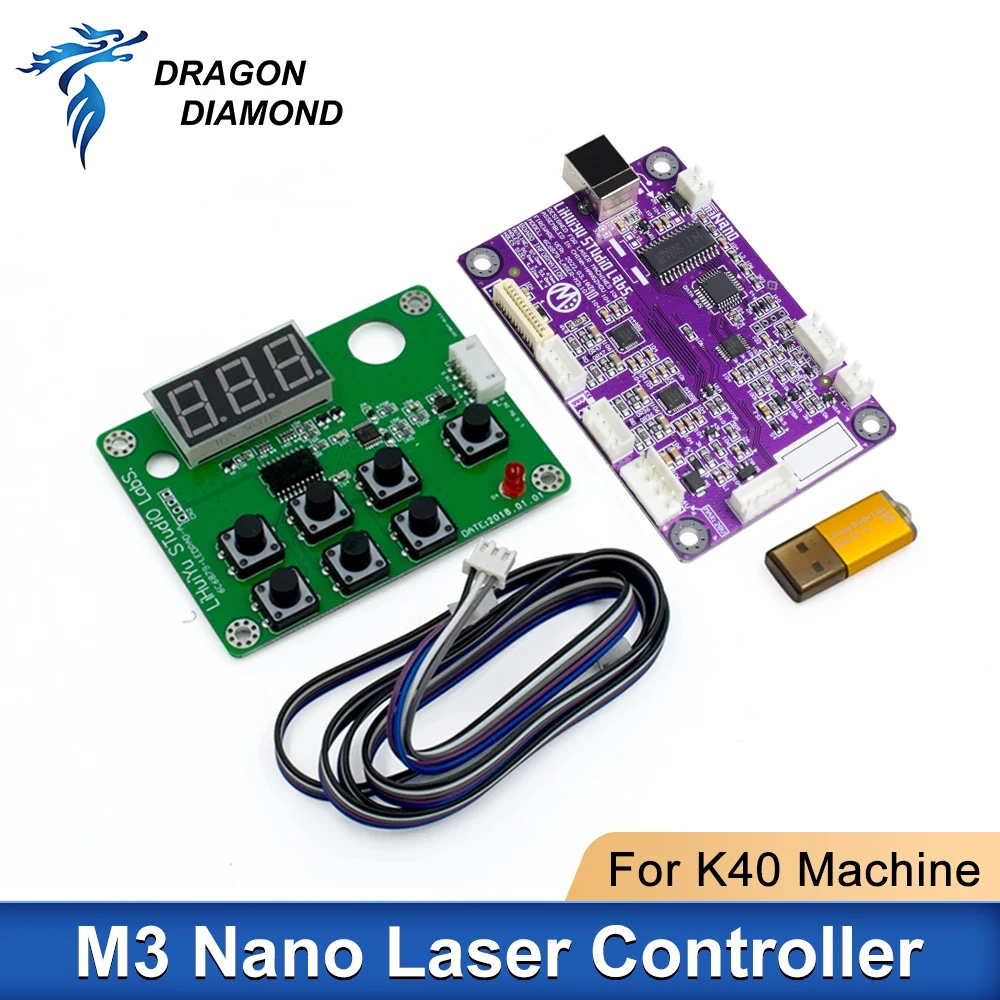 LIHUIYU-Nano controlador láser M3 serie K40, placa madre, Panel de Control, Dongle B, cortador de grabado, DIY, 3020, 3040
