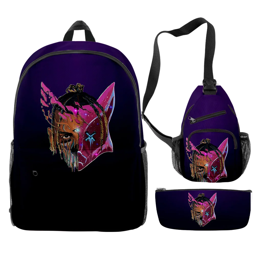 

Creative Fashion Rauw Alejandro Singer 3D Print 3pcs/Set pupil School Bags Trendy Travel Laptop Backpack Chest Bag Pencil Case