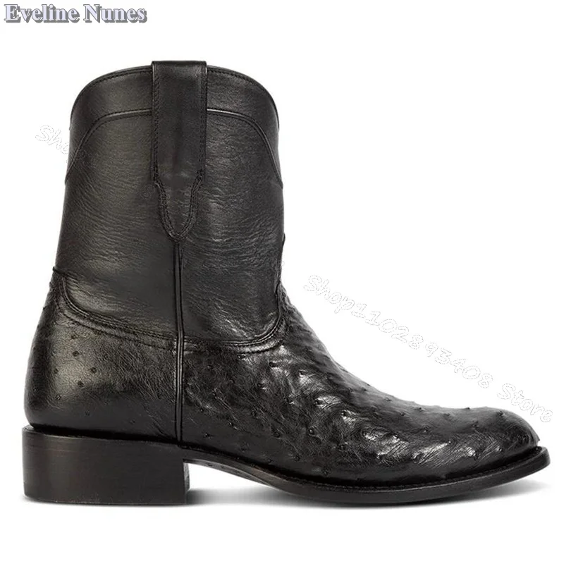 Мужские ковбойские ботинки на молнии сбоку черные однотонные повседневные в