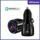 Автомобильное зарядное устройство QC3.0, быстрая зарядка с 2 портами, адаптер для зарядки телефона, гнездо прикуривателя с двумя USB-портами для iPhone, Samsung, Xiaomi
