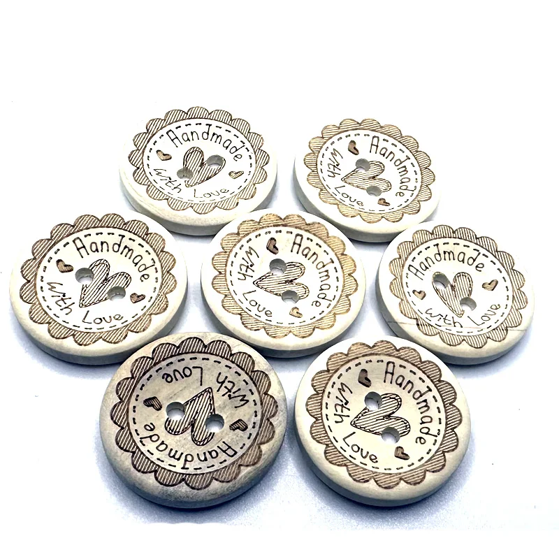 100 шт., деревянные пуговицы ручной работы 25 мм