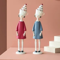 creative sweet cake hat girl figure resin figurine cute birthday gift living room decor ornaments doll for girl 2021 new arrival