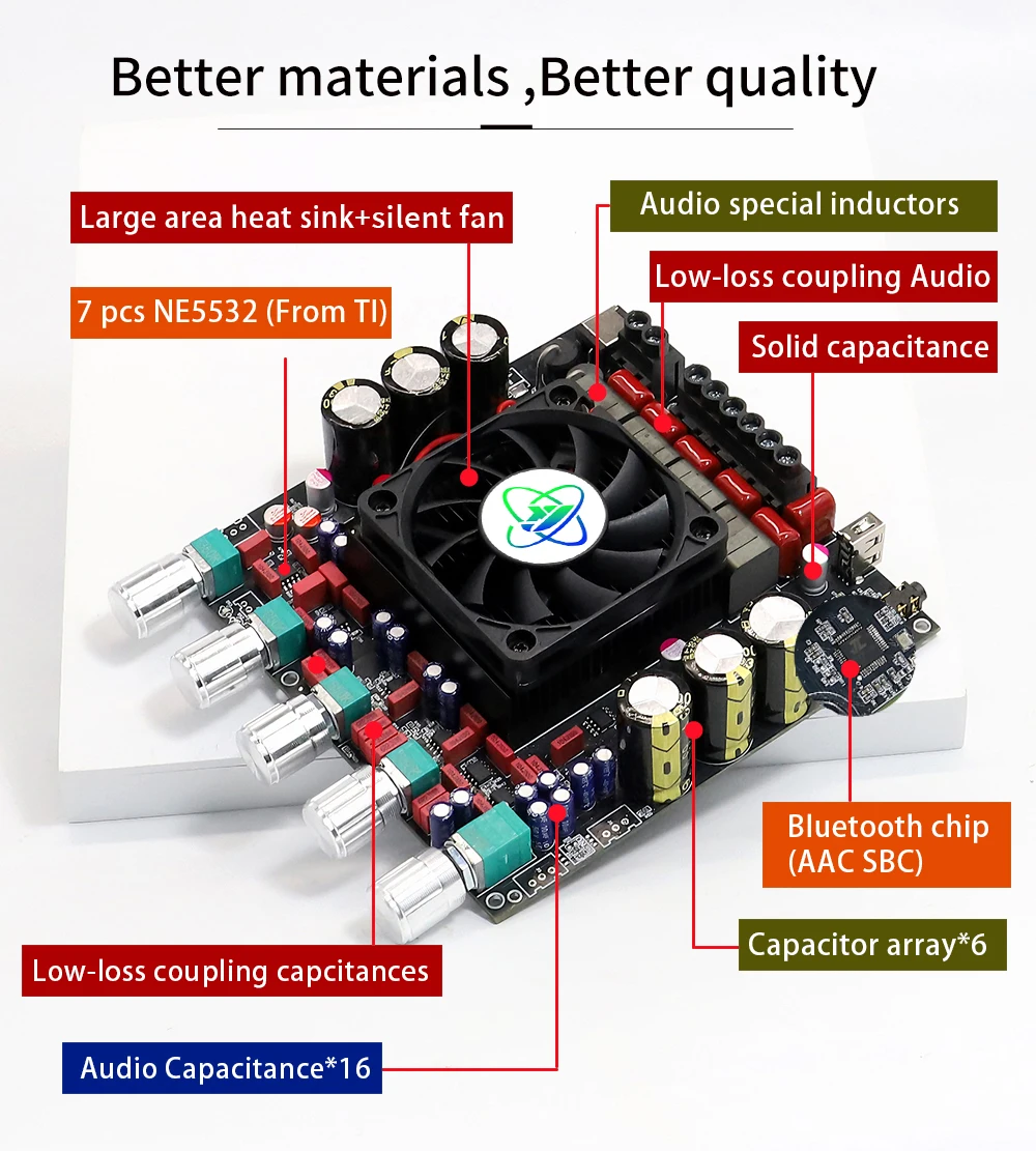 Плата усилителя мощности Bluetooth 2 1 канала класса D USB