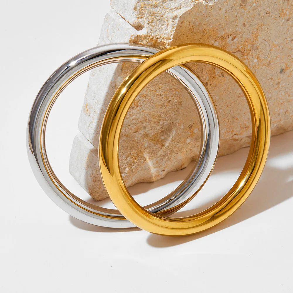 GHIDBK модный браслет из нержавеющей стали для женщин панк глянцевый полый гладкий