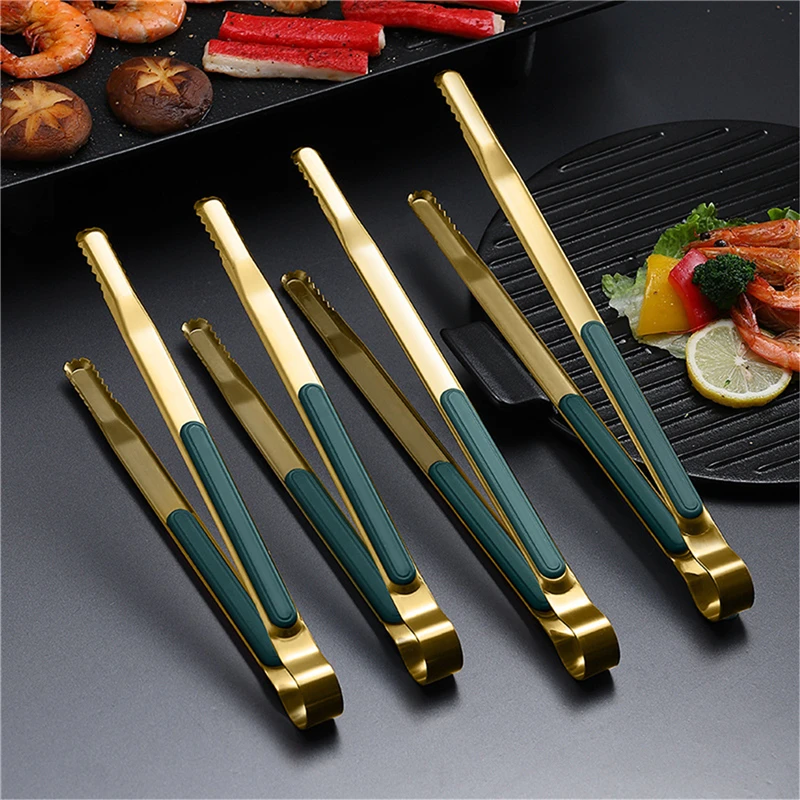 

Stainless Steel BBQ Tongs Barbecue Grill Food Clip Ice Tong Meat Salad Toast Bread Clamp Kitchen Accessories Tools